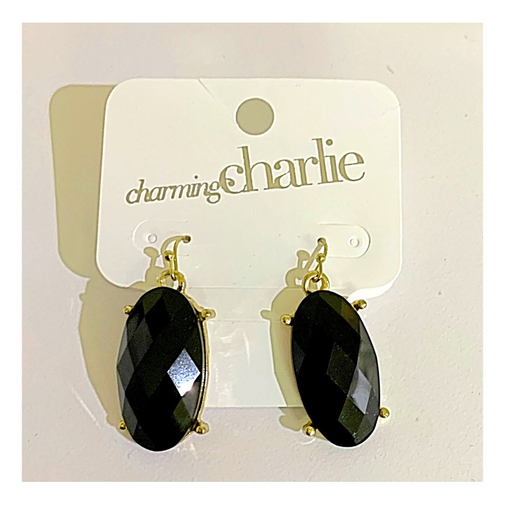 Flash Sale Charming Charlie Earrings Black & Gold Drop Earrings NEW